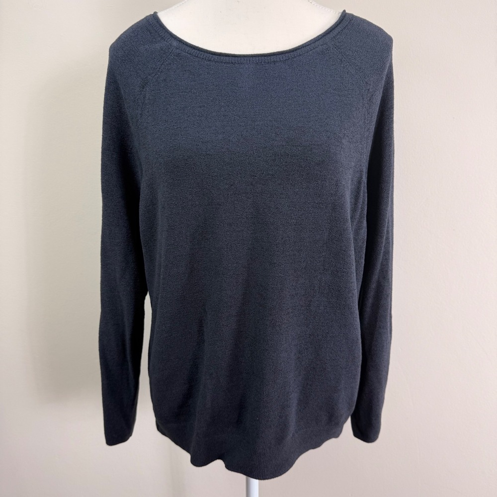 Barefoot Dreams CozyChic Ultra Lite Raglan Pullover Sweater Carbon Gray Large